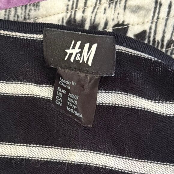 H&M White and Blue Drape Neck Sweater with Nautical Stripes Sz XS - Picture 2 of 7